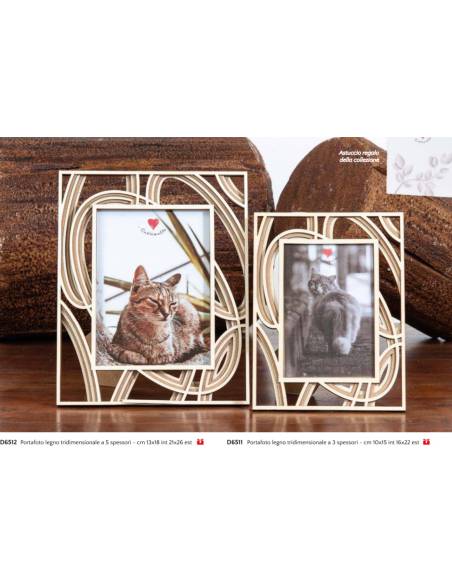 Cuorematto bomboniere portafoto in legno tridimensionale