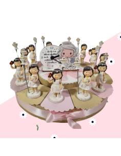 Torta bomboniere comunione bambina portafoto orologio nome