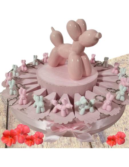 Bomboniere cagnolini balloon rosa portachiavi torta portaconfetti