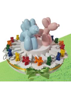 Torta bomboniere primo compleanno palloncino cagnolino portachiavi