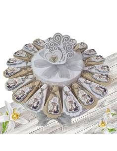 Torta bomboniere Comunione portachiavi calice legno