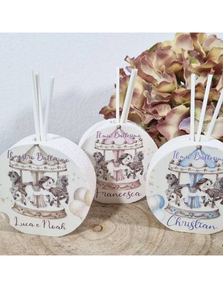 Profumatori Bomboniere Battesimo personalizzate giostrina cavalli linea Sogni| Sindy Bomboniere