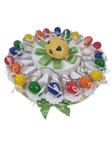 Bomboniere a torta di compleanno palloncini portachiavi colorati
