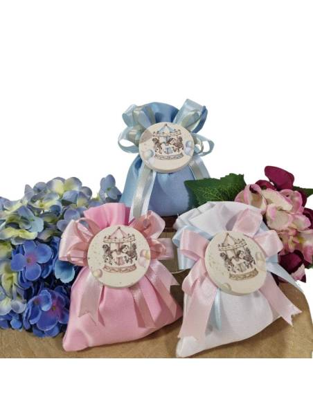 Sacchetti portaconfetti Battesimo giostra di cavalli magnete