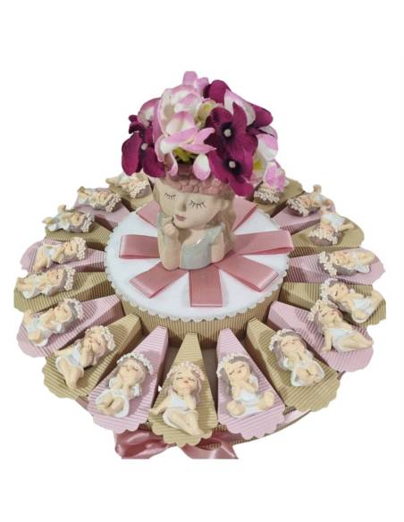 Torta Bomboniere Comunione bambina calamite con vasetto centrale