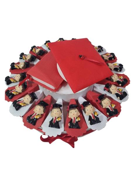 Bomboniere laurea originali torta portaconfetti bimbo laureato calamita