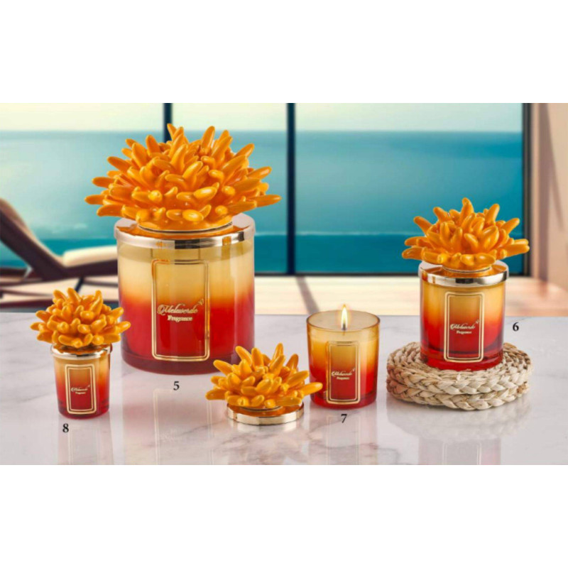 Melaverde bomboniere candele anemone sfumate arancioni