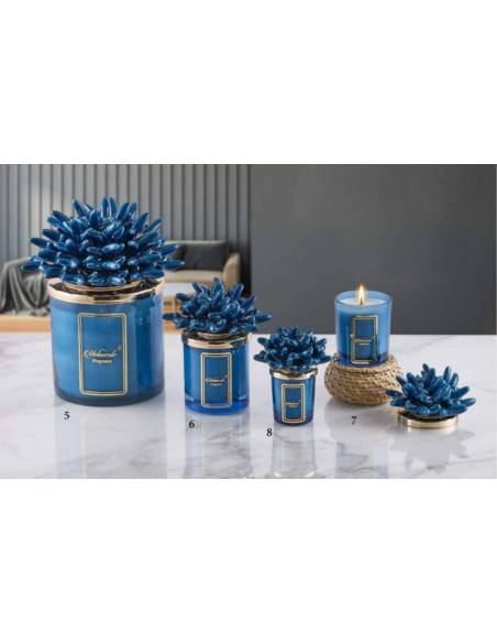 Candele profumate bomboniere Melaverde mare corallo blu