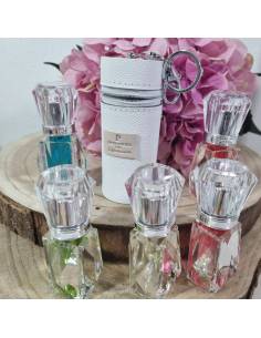 Mini profumi Bomboniere di cristallo con astuccio portachiavi