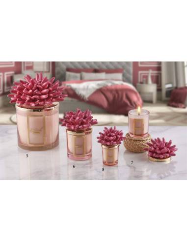 Candele profumate Melaverde bomboniere corallo fucsia in ceramica