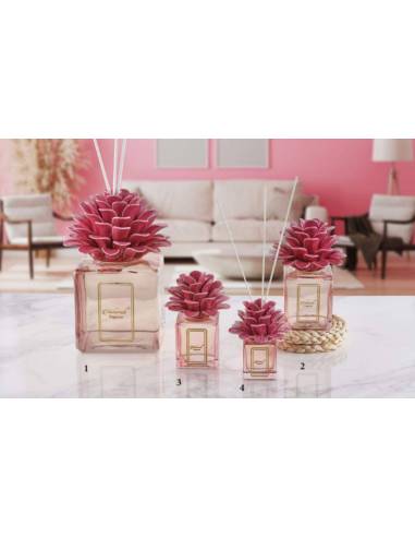 Diffusore ambiente bomboniere Melaverde fiore in ceramica fucsia