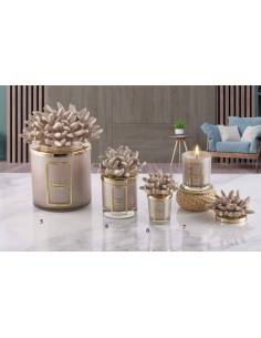 Candele profumate particolari Melaverde bomboniere in ceramica corallo tortora