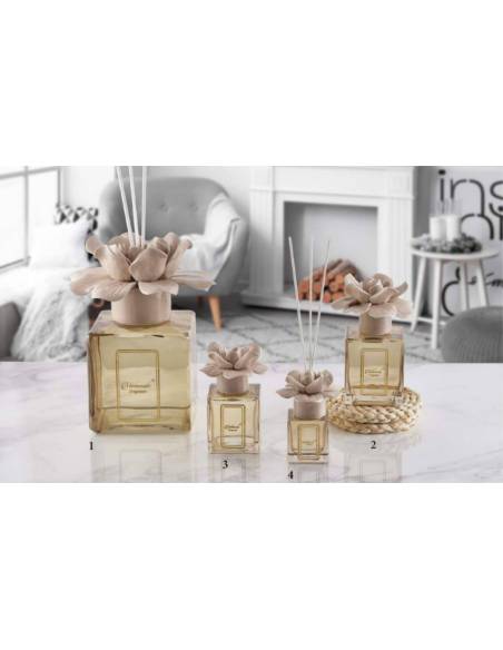 Profumatori bomboniere Melaverde elegante fiore in ceramica tortora