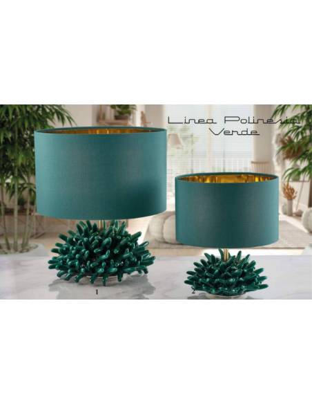 Lampada da tavolo bomboniere in ceramica Melaverde corallo verde