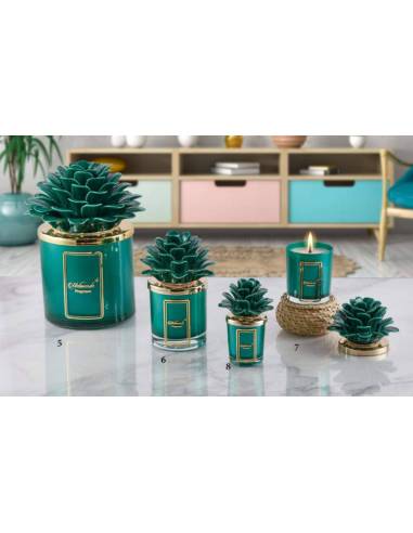 Candele melaverde bomboniere fiore pianta in ceramica verde shop online