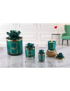 Candele profumate in vetro Melaverde fiore in ceramica verde
