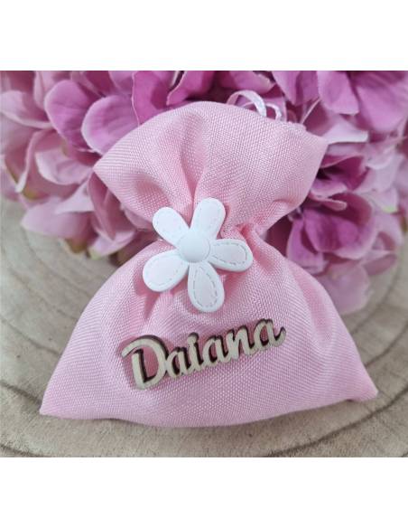 Sacchetti Battesimo femmina margherita gessetto con nome