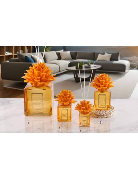 Profumatore ambiente Melaverde bomboniere pianta fiore in ceramica arancione
