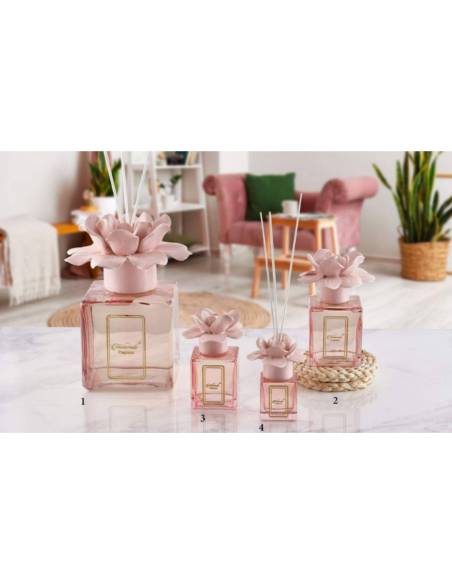 Diffusore ambiente Melaverde bomboniere fiore in ceramica rosa
