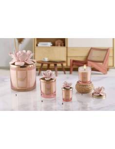 Candele melaverde bomboniere particolari fiore in ceramica rosa