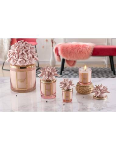 Bomboniere utili candele tema mare Melaverde stelle marine e conchiglie in ceramica rosa