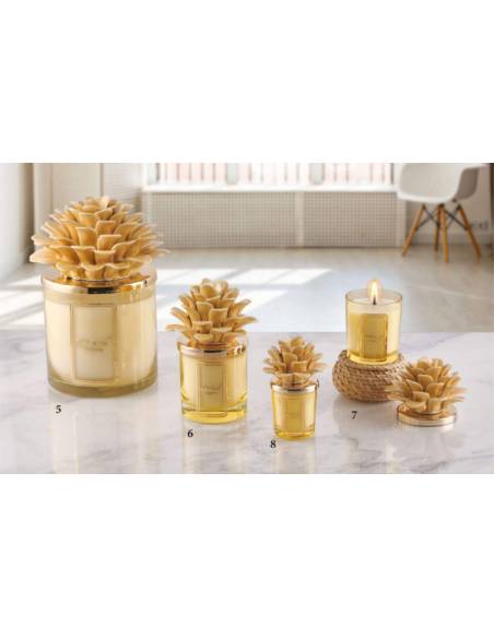 Candele profumate particolari pianta fiori in ceramica gialla Melaverde bomboniere