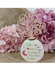 Bomboniere albero della vita profumatore rosa Battesimo bambina