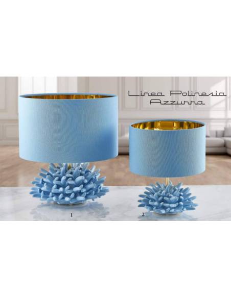 Melaverde bomboniere utili lampada da tavolo corallo in ceramica azzurra