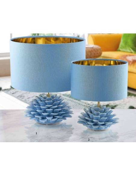 Bomboniere utili lampade da tavolo fiore pianta in ceramica azzurra