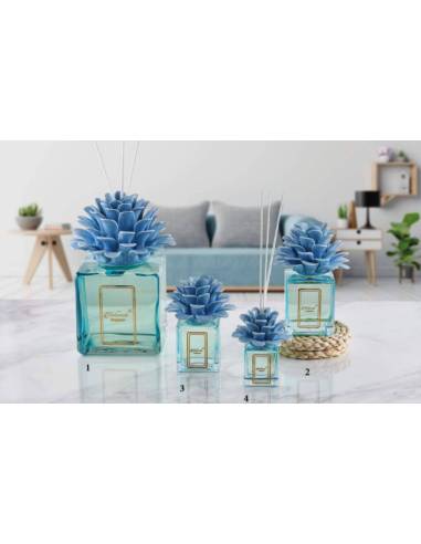 Diffusore per ambienti Melaverde bomboniere fiore pianta in ceramica azzurra