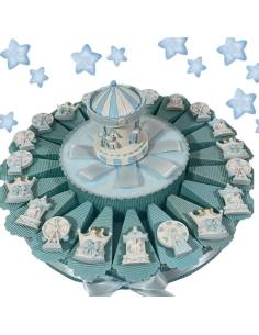 Torta bomboniere nascita bimbo giostra calamite carillon