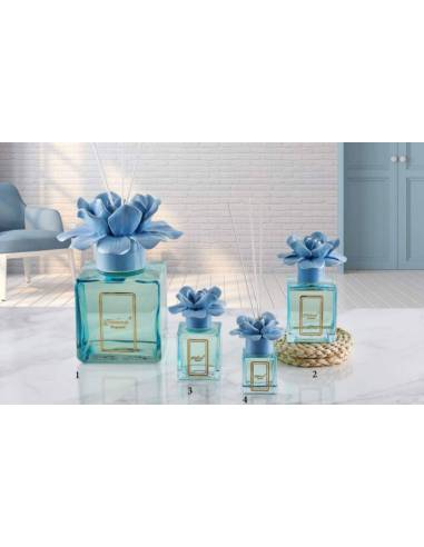 Profumatori bomboniere utili Melaverde fiore in ceramica azzurra shop online