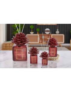 Profumatore ambiente tema floreale bomboniere Melaverde fiore pianta in ceramica bordeaux