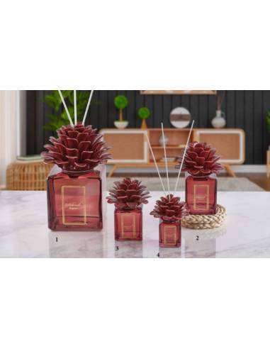 Profumatore ambiente tema floreale bomboniere Melaverde fiore pianta in ceramica bordeaux