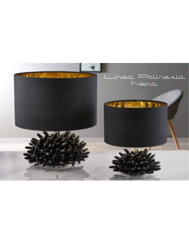 Lampade da tavolo tema mare Melaverde corallo in ceramica nera