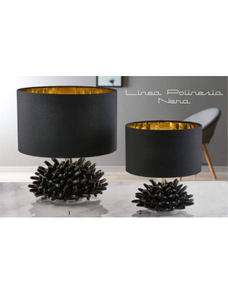 Lampade da tavolo tema mare Melaverde corallo in ceramica nera