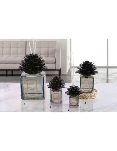 Profumatori bomboniere Melaverde tema floreale fiore pianta in ceramica nera