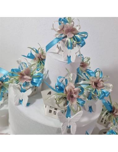 Torta bomboniera lanterne casette fiocco farfalle