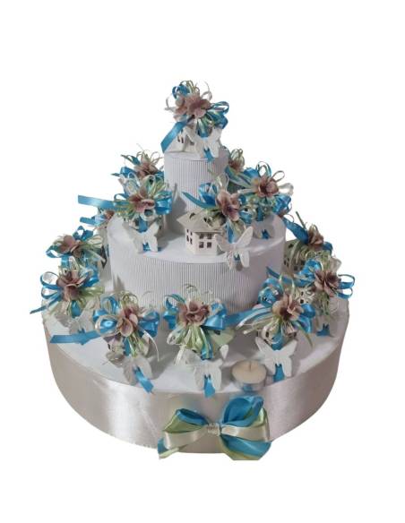 Torta bomboniera lanterne casette fiocco farfalla