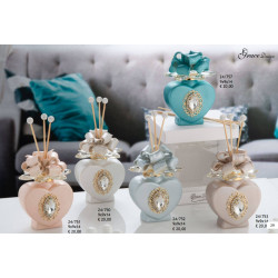 Bomboniere cuore profumatore ambiente con fiore e gemma elegante Grace Design