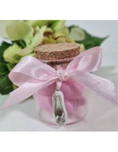 Vasetto bomboniera nascita battesimo 1° compleanno bimba con pendente a forma di scarpetta da ballerina ballo rosa bimba