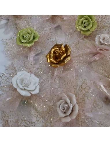 Bomboniere in ceramica fiore in porcellana di vari colori