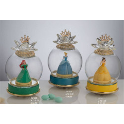 Carillon bomboniere tema principisse Grace Design corona dorata e fiore