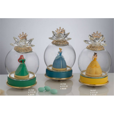 Carillon bomboniere tema principisse Grace Design corona dorata e fiore