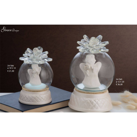 Angioletti bomboniere carillon bianco Grace Design fiore con strass