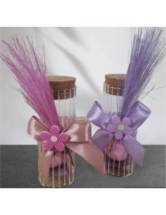 Bomboniere portaconfetti provette pampas rosa e lilla
