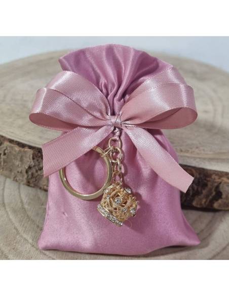 Bomboniere corona principessa portachiavi oro con strass