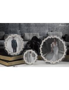 Cornici portafoto in vetro Grace Design tema floreale argento
