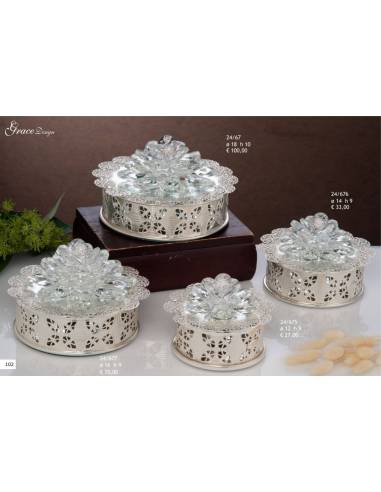 Portagioie particolari cofanetto Grace Design argentato fiore cristallo