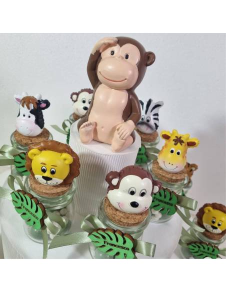 Torta bomboniera Battesimo savana vasetti portaconfetti